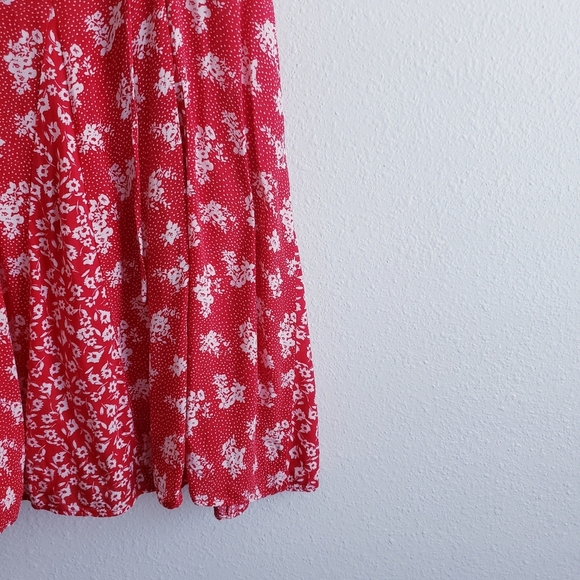 Free People Dont Dare Red Mixed Floral Mini Dress - Picture 4 of 8